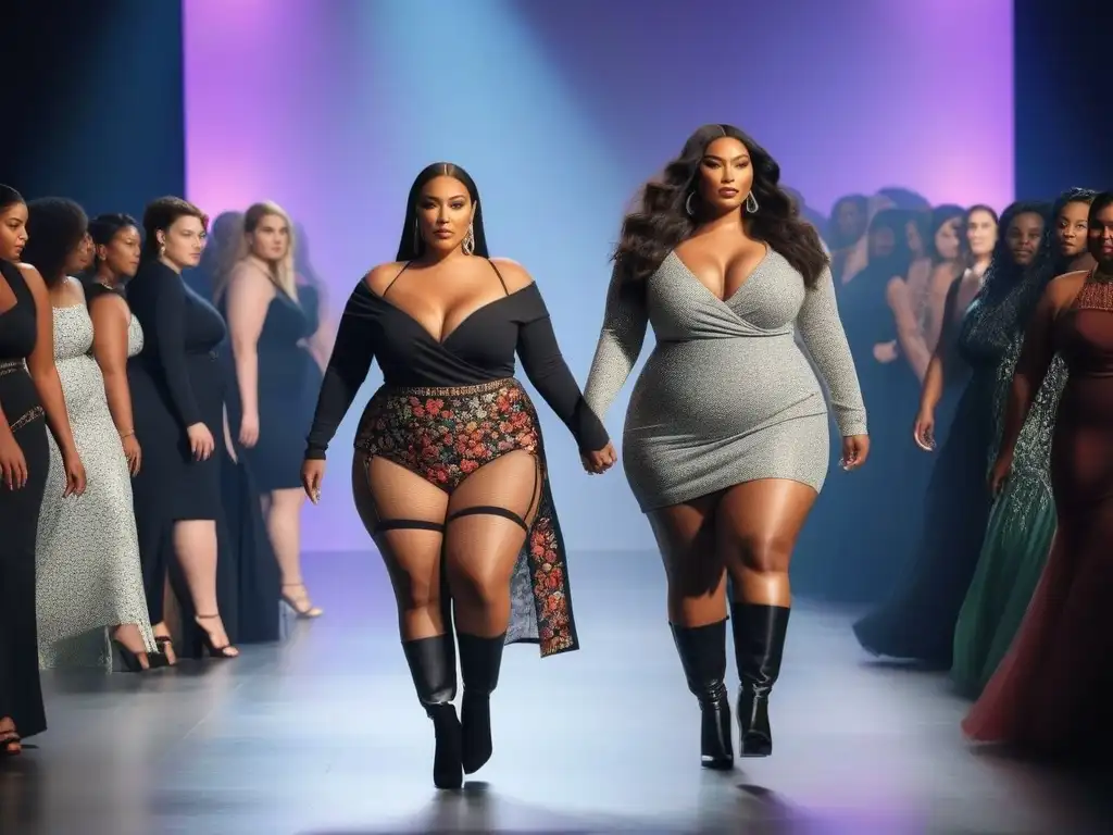 Desfile de moda plussize: celebrando la diversidad con elegancia Desfile de moda plus size con modelos seguras y elegantes en un ambiente de inclusividad y empoderamiento en Museos de moda plus size