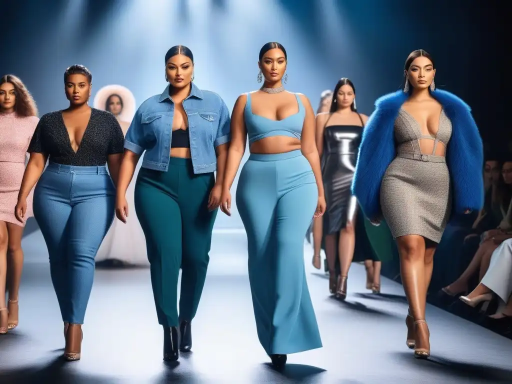 Desfile de moda inclusivo: diversidad y empoderamiento en la pasarela Desfile de moda con modelos de diversas tallas y etnias, representando la inclusividad