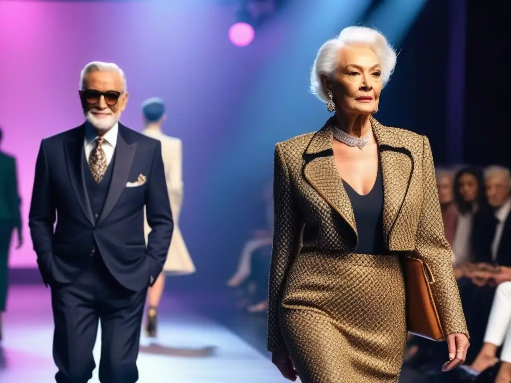 Desfile de moda senior: Celebrando la diversidad con estilo Desfile de moda con modelos seniors mostrando tendencias actuales