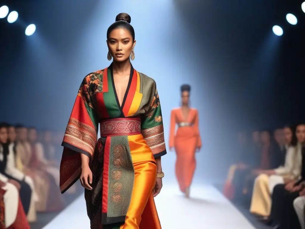 Desfile de moda multicultural: Un viaje por la diversidad de tradiciones Un desfile de moda con modelos luciendo trajes tradicionales de diversas culturas