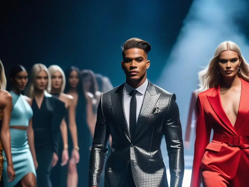 Desfile de moda transgénero: expresión y empoderamiento Desfile de moda con modelos trans seguras y estilosas, exhibiendo looks de alta costura