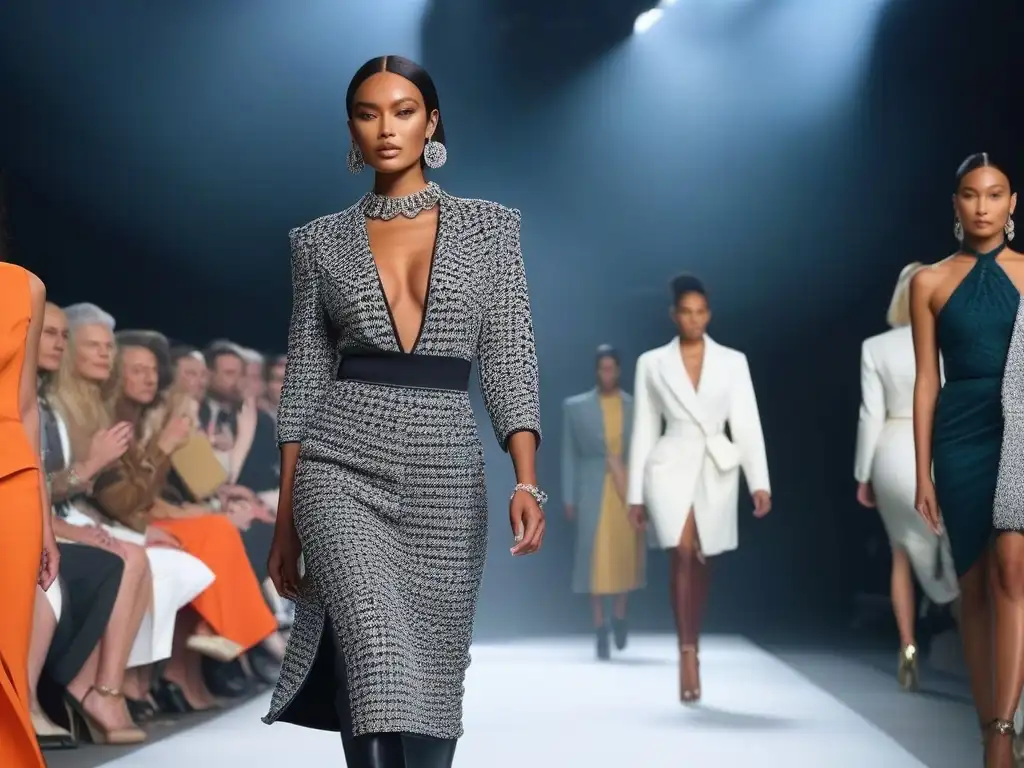 Desfile de moda sostenible: diversidad y estilo en la pasarela Desfile de moda con modelos diversos usando zapatos sostenibles y púbico variado