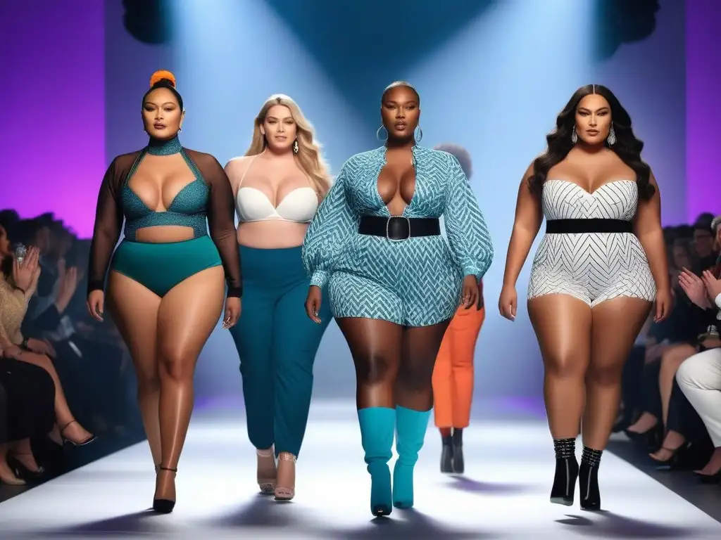 Desfile de moda plus size: diversidad y empoderamiento Un desfile de moda plus size empoderando a mujeres de todas las edades y razas