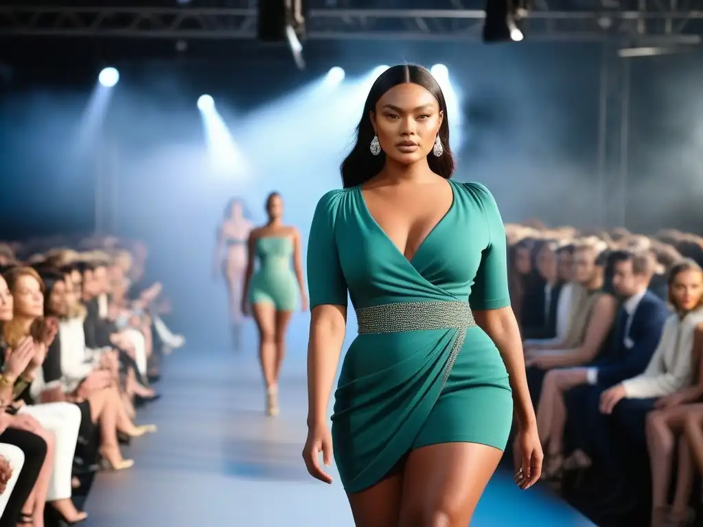 Desfile de moda sostenible: diversidad de cuerpos y estilos Desfile de moda sostenible para todos cuerpos en pasarela ecoamigable con modelos diversos y prendas inclusivas