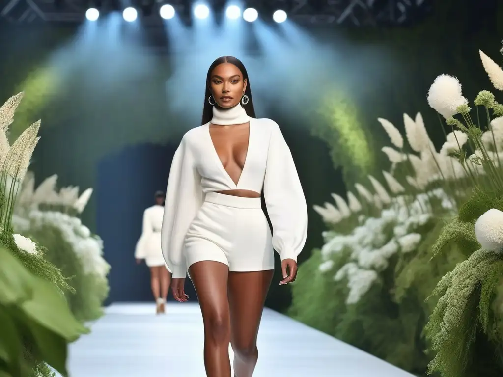 Desfile de moda sostenible: diversidad y elegancia eco Desfile de moda sostenible para todos los cuerpos en una pasarela vibrante y ecoamigable