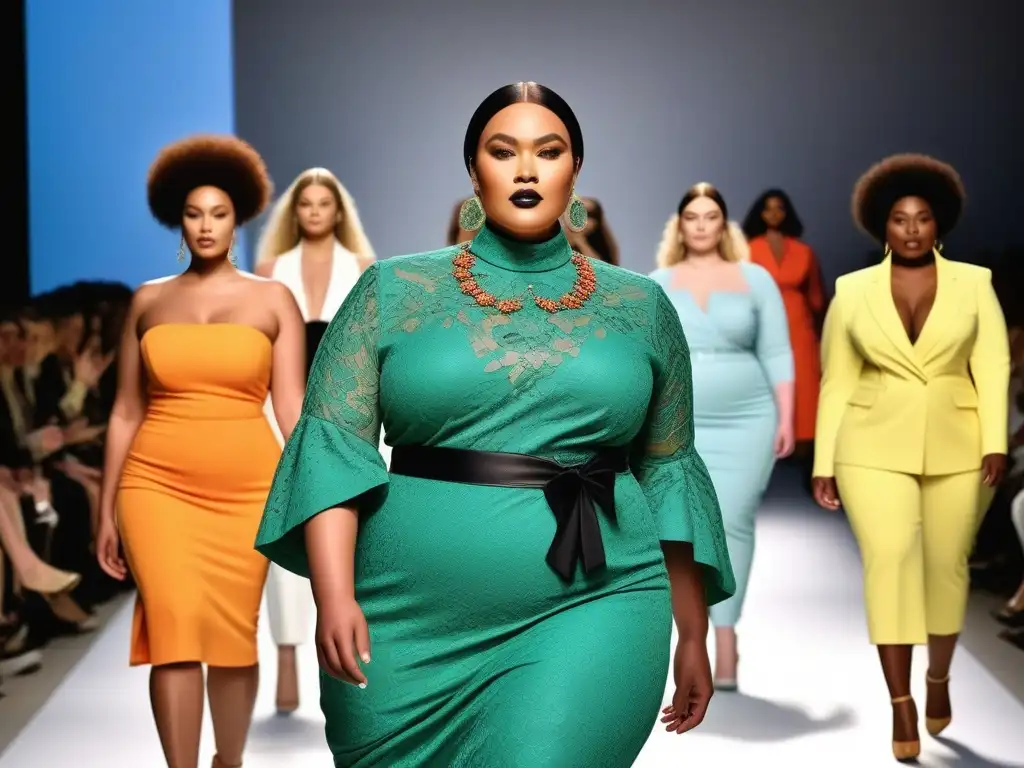 Desfile de moda inclusivo y sostenible: diversidad en pasarela Desfile de moda sostenible con modelos de tallas especiales de diferentes etnias, cuerpo y género, empoderados y diversos
