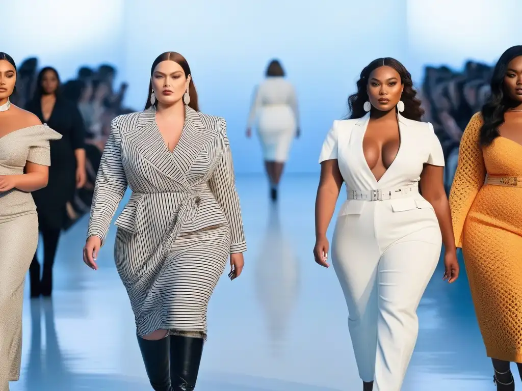 Desfile de moda sostenible para tallas grandes: empoderamiento y estilo eco Desfile de moda sostenible tallas grandes reciclados con modelos seguras y elegantes