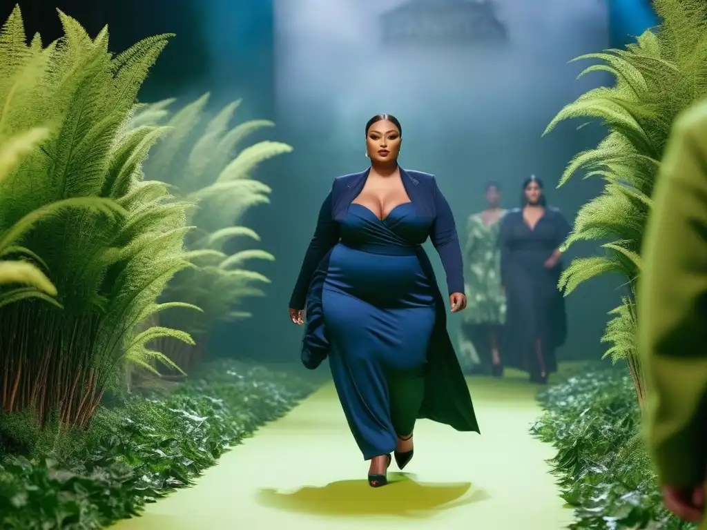 Desfile de moda plussize: elegancia sostenible en la pasarela Desfile de moda tallas grandes sostenible impacto con modelos empoderadas en pasarela eco