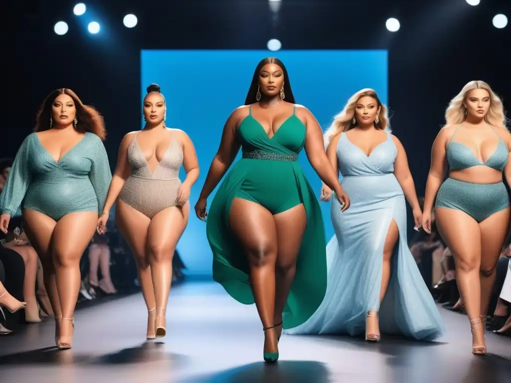 Desfile de moda plus size en Las Vegas: diversidad y estilo Desfile de moda para tallas grandes en Las Vegas: modelos seguras y estilosas desfilan en la pasarela con diversidad y estilo