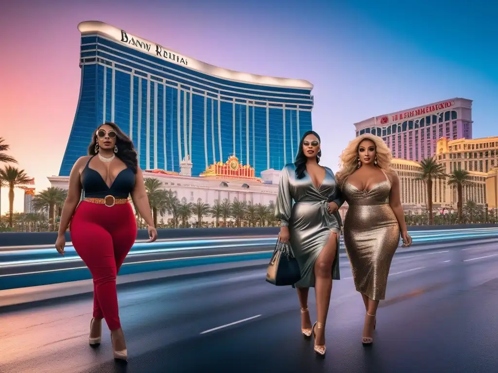 Desfile de moda plussize en Las Vegas: empoderamiento y estilo Un desfile de moda para tallas grandes en Las Vegas, derrochando estilo y confianza frente a los icónicos paisajes de la ciudad