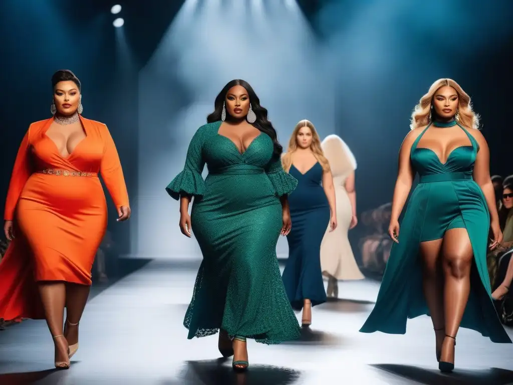 Desfile de moda plussize: diversidad y elegancia en la pasarela Desfile de moda tallas grandes con modelos empoderadas y elegantes