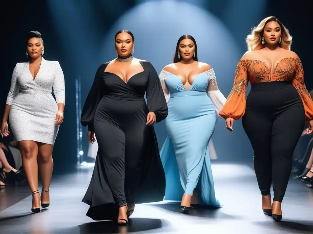 Desfile de moda plussize: tendencias avanzadas y empoderamiento Desfile de moda de tallas grandes con patronaje avanzado y tendencias vanguardistas