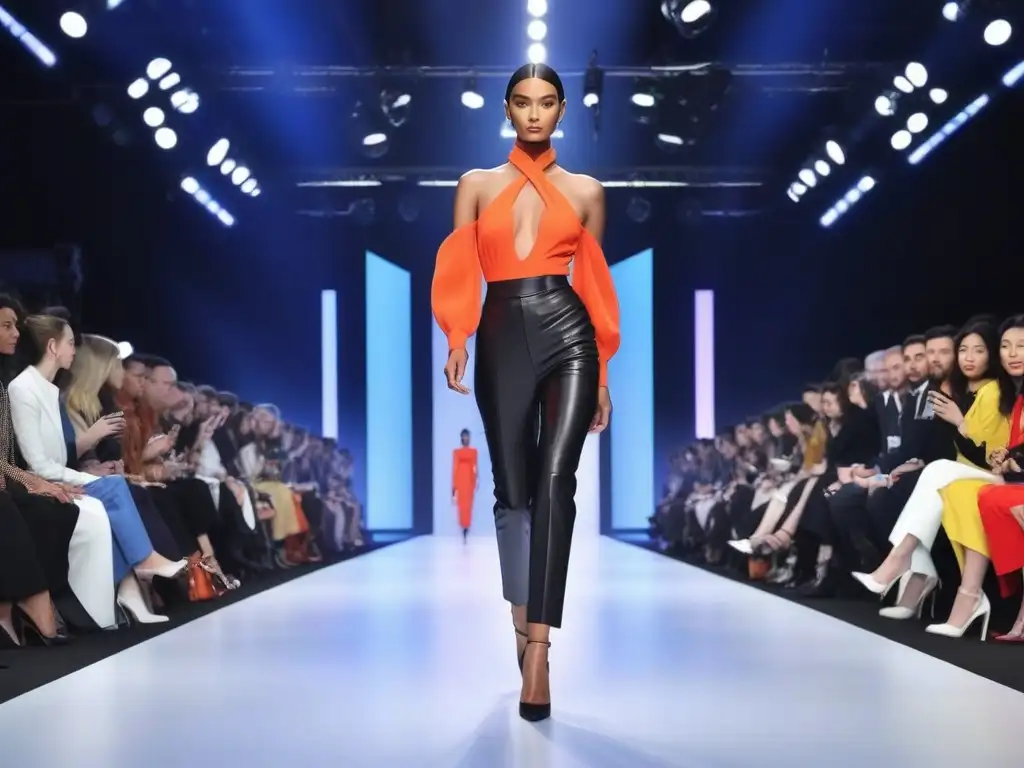 Desfile de moda petite vanguardista: innovación y color Desfile de moda petite con tendencias innovadoras en colores vibrantes y siluetas vanguardistas