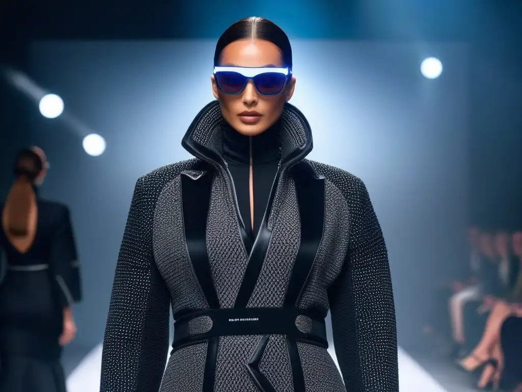 Desfile de moda futurista con tecnología wearable de alta gama Desfile de moda con wearables en tendencias de moda futuristas