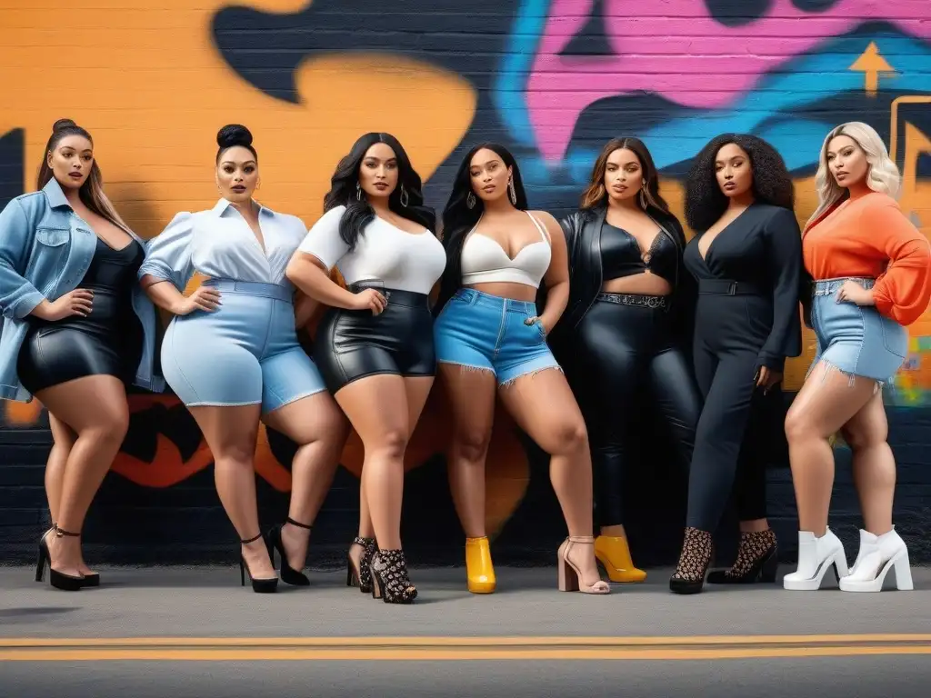 Moda inclusiva: Plussize luciendo zapatos con estilo en la ciudad Un desfile de moda urbana con personas plus size luciendo zapatos para look plus size, empoderando la diversidad y la autoexpresión