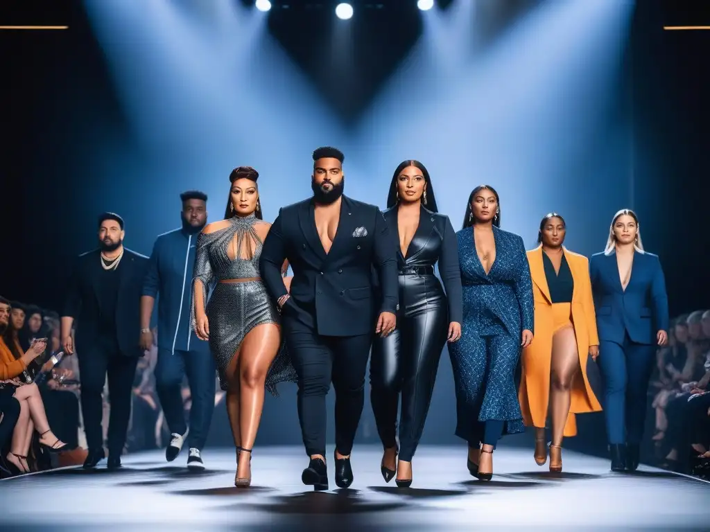 Desfile de moda inclusivo y empoderado con diversidad de cuerpos y estilos Desfile de moda con vestuario inclusivo para diversidad de cuerpos, empoderamiento y aceptación en la industria