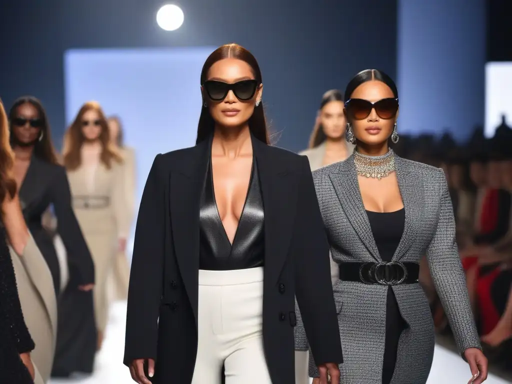 Pasarela inclusiva: modelos desfilan con accesorios de lujo Desfile de modelos con Accesorios de lujo en moda inclusiva, diversidad y estilo en la pasarela