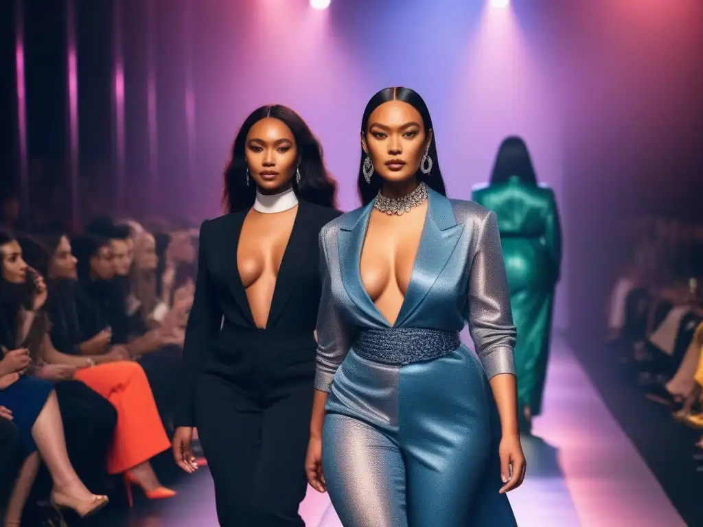 Desfile de moda inclusivo: diversidad, empoderamiento y estilo Desfile de modelos diversos con diseños de marcas de moda inclusivas nicho, reflejando diversidad y empoderamiento
