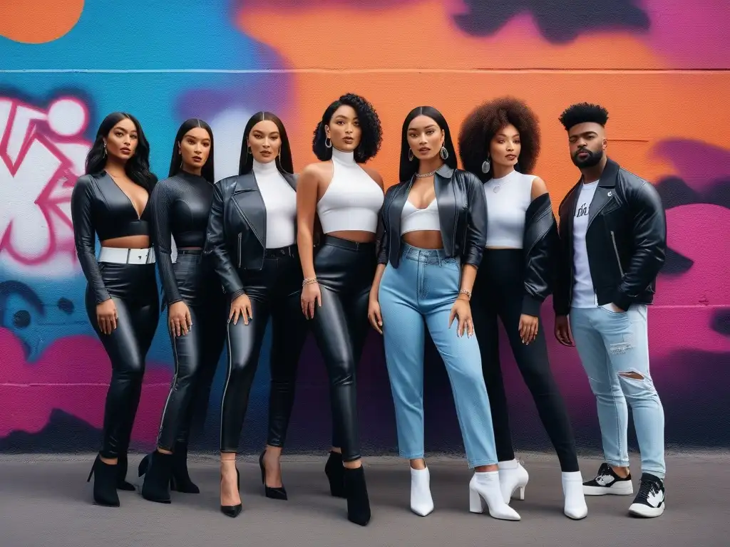 Moda inclusiva: Diversidad de estilos y cuerpos en la ciudad Un desfile de modelos diversos con estilismo para fotografía de moda inclusiva, posando con confianza en la calle urbana