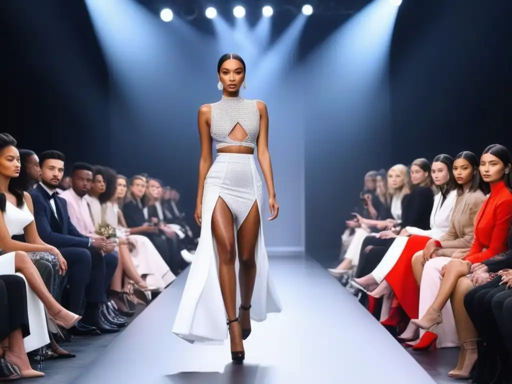 Desfile de moda petite: confianza y estilo en la pasarela Desfile de modelos petite con estilo en serie de TV, exhibiendo moda chic, bajo luces brillantes