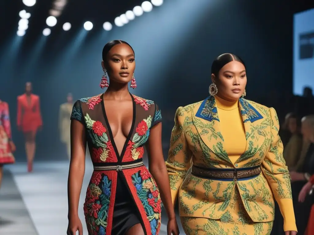Diversidad y elegancia: desfile inclusivo de moda empoderadora Desfile de modelos diversos exhibiendo moda inclusiva para todos los cuerpos, resaltando la belleza de la diversidad y la elegancia en la pasarela