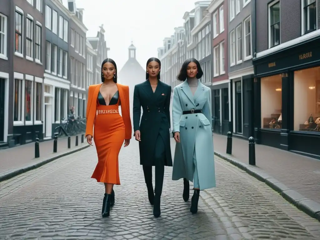 Desfile de moda inclusiva en Ámsterdam: diversidad y empoderamiento Desfile de modelos mostrando moda inclusiva en Ámsterdam, fusionando historia y estilo