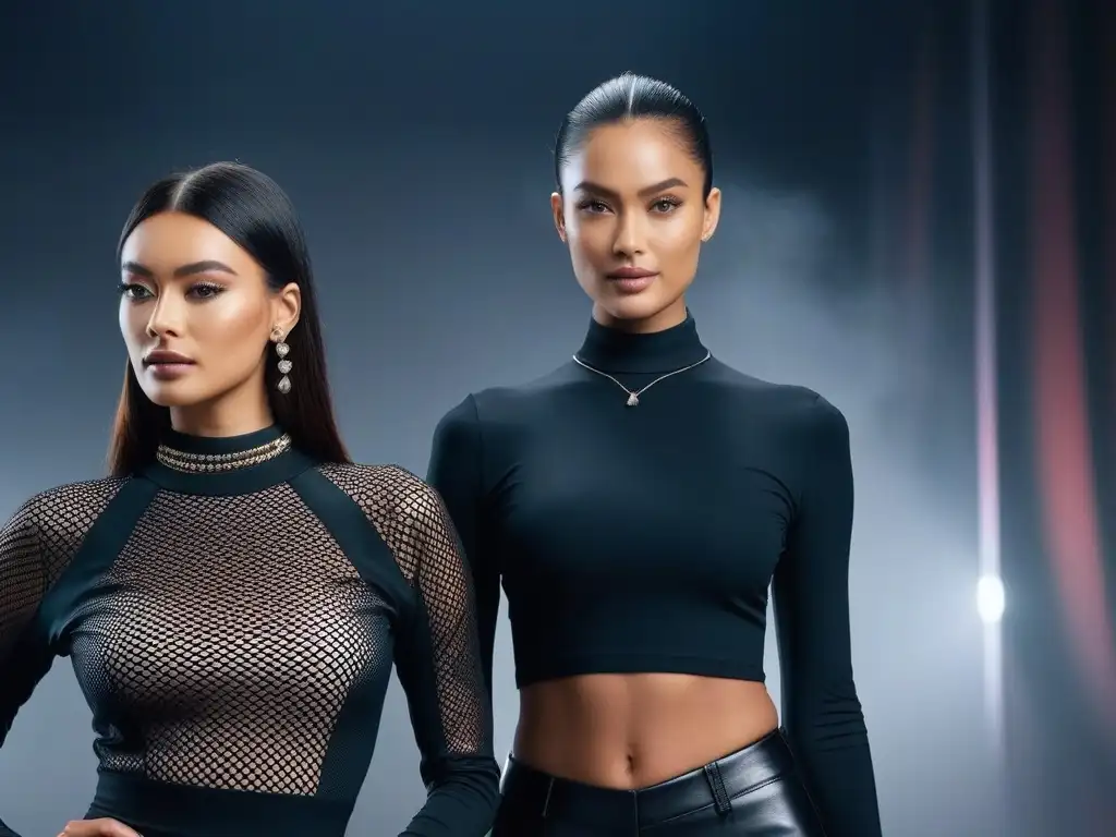 Modelos con wearables premium: moda inclusiva y vanguardista Desfile de modelos con wearables premium, mostrando moda inclusiva y diversa en un ambiente moderno y elegante