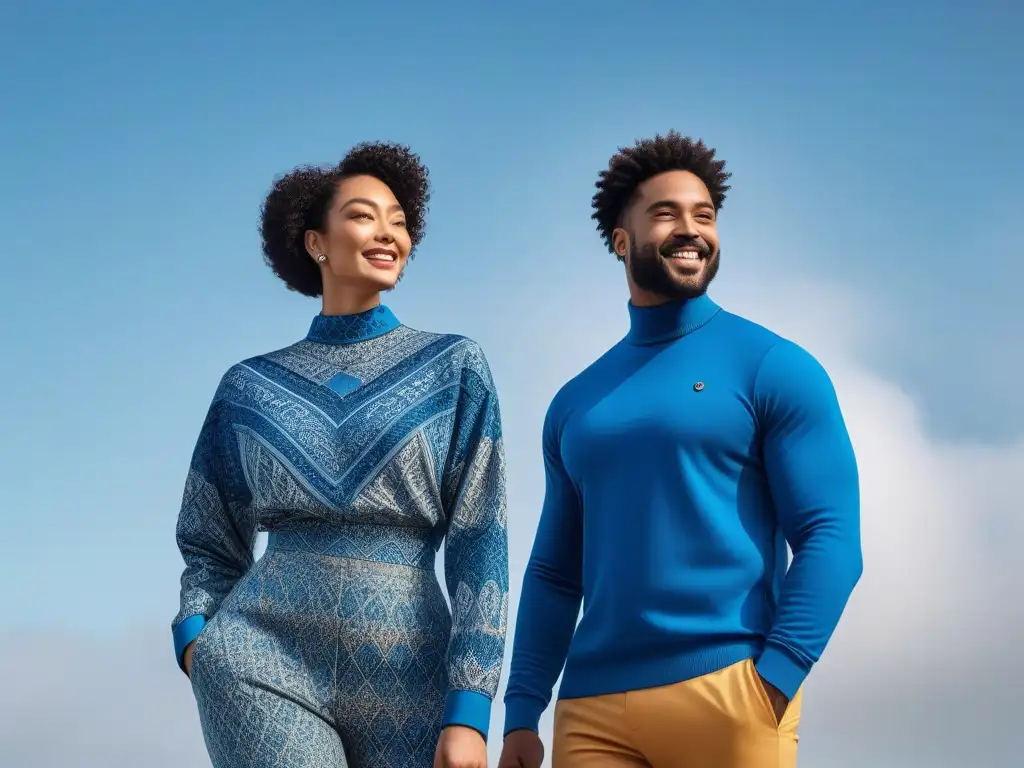 Moda sostenible para altos: diversidad y estilo en un estudio moderno Un desfile de modelos sonrientes, diversos y seguros de sí mismos luciendo marcas de ropa sostenible tall en un estudio moderno y elegante