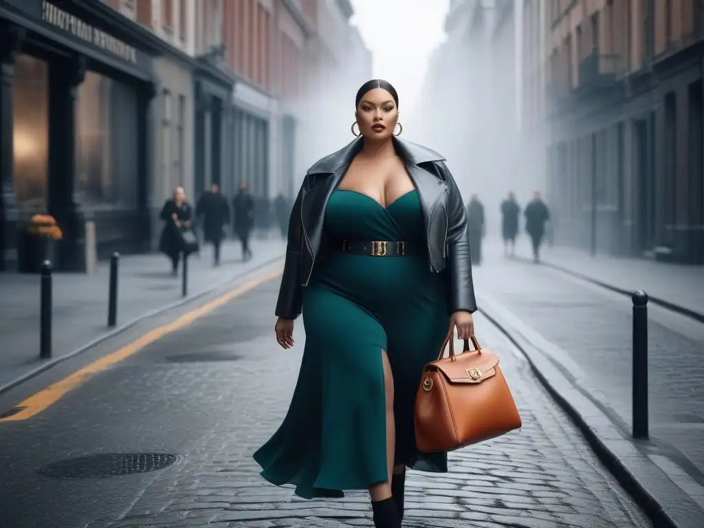 Desfile de moda: plussize models con bolsos chic en la ciudad Un desfile de modelos de tallas grandes con accesorios de moda, reflejando estilo y empoderamiento en la ciudad