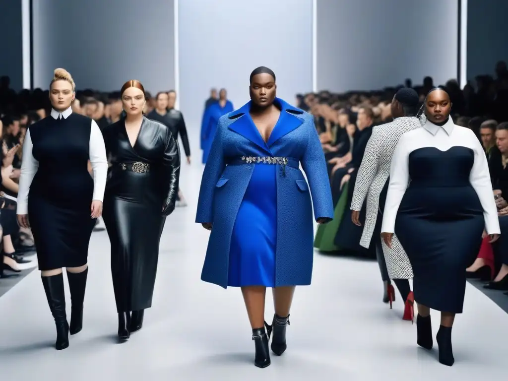 Desfile Balenciaga: Moda plussize empoderada y elegante Desfile de modelos de tallas grandes luciendo diseños de Balenciaga, derrochando elegancia y empoderamiento en la pasarela