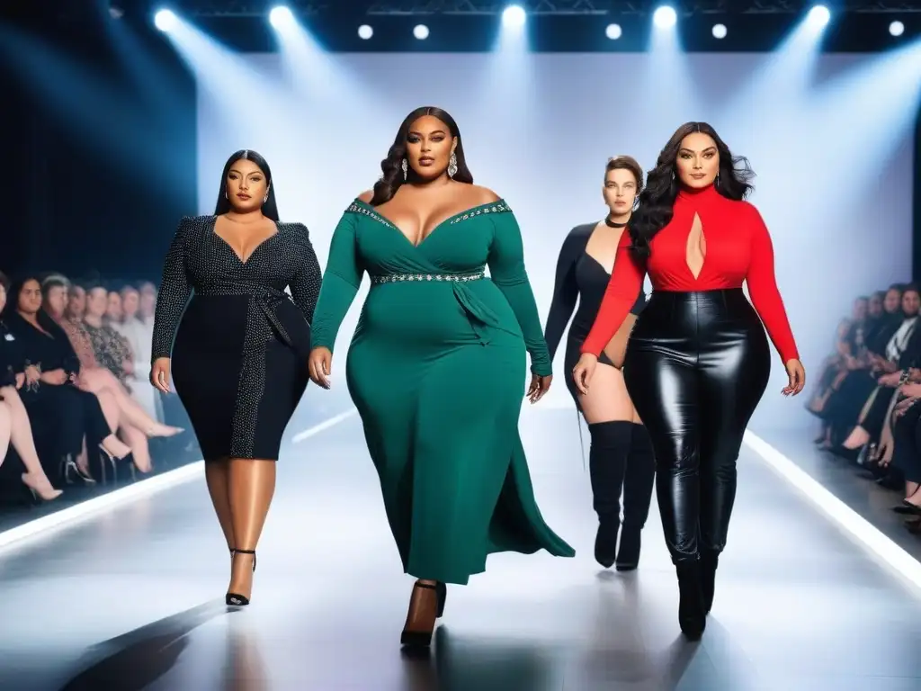 Desfile de moda plussize: elegancia y empoderamiento en la pasarela Desfile de modelos de tallas grandes mostrando elegancia y empoderamiento en la moda
