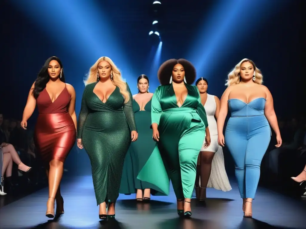 Desfile de moda plussize: empoderamiento y diversidad en la pasarela Desfile de modelos de tallas grandes mostrando moda trendy