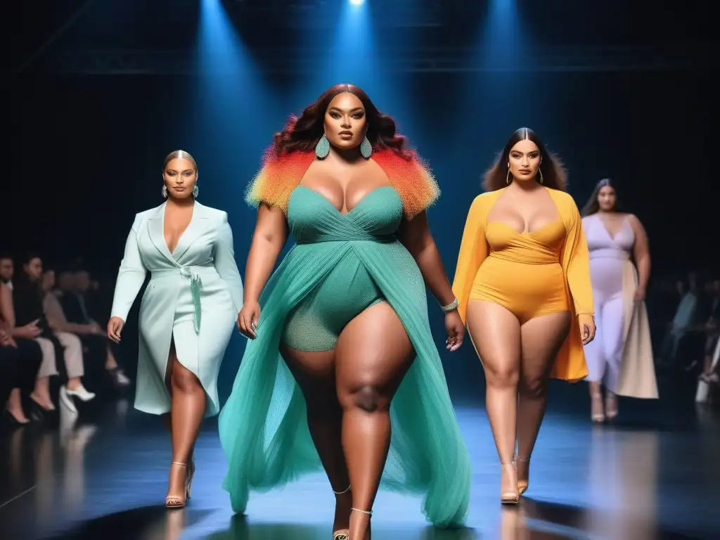 Desfile de modelos plussize: moda inclusiva y empoderamiento en 2023 Desfile de modelos plus size mostrando tendencias moda 2023 con estilo y energía