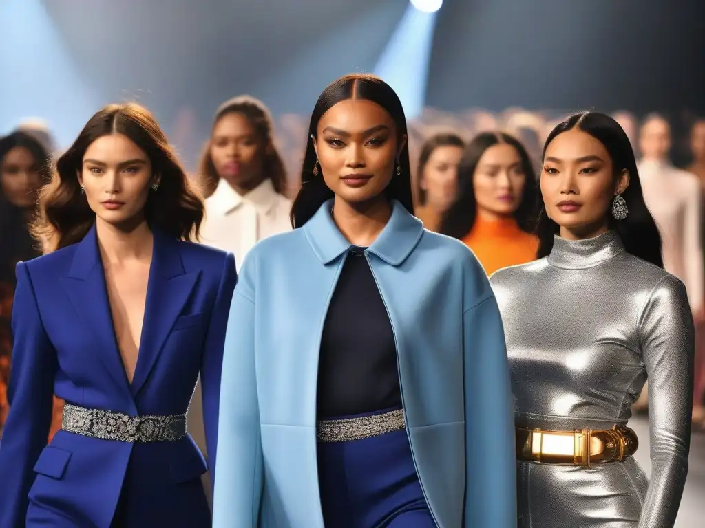 Desfile inclusivo: moda diversa y empoderadora Desfiles inclusivos moda diversidad: Modelos diversos desfilan con confianza en una pasarela, cautivando a una multitud inclusiva y empoderada