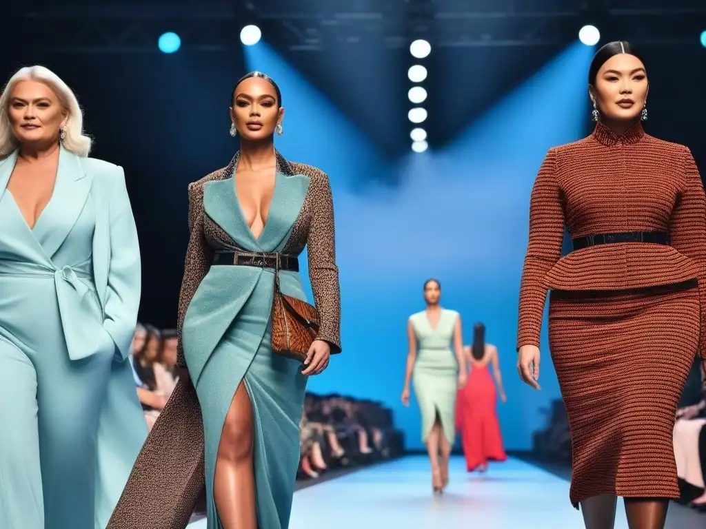 Desfile inclusivo: moda adaptativa y diversidad en la pasarela Desfiles de moda inclusivos: grupo diverso desfilando con confianza y estilo, espectadores emocionados por la diversidad y la inclusión