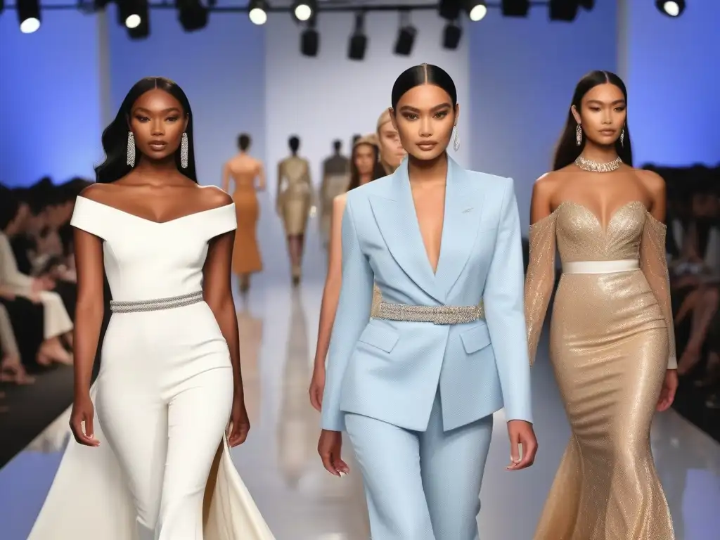 Pasarela de moda inclusiva: diversidad y elegancia en alta resolución Desfiles de moda inclusivos de lujo: Diversidad y elegancia en la pasarela, uniendo estilos únicos con seguridad y empoderamiento