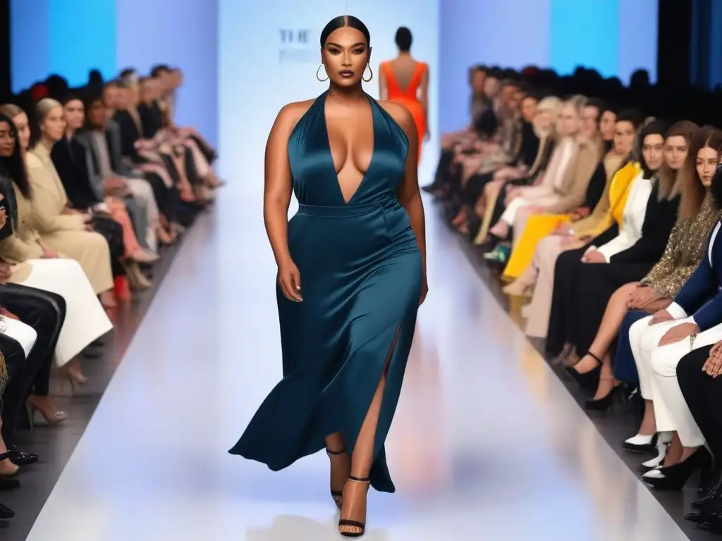 Desfile inclusivo: diversidad y empoderamiento en la pasarela Desfiles de moda inclusivos tendencia: Pasarela vibrante con modelos diversos en diseños vanguardistas, empoderando a la audiencia