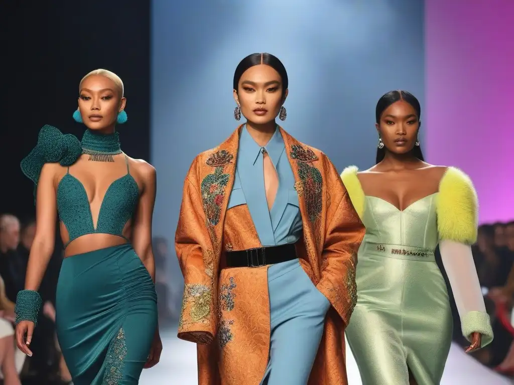 Desfile inclusivo: modelos diversos rompen estándares de belleza Desfiles de moda inclusivos tendencia: Diversidad en la pasarela con modelos de todas las etnias y géneros desfilando con confianza