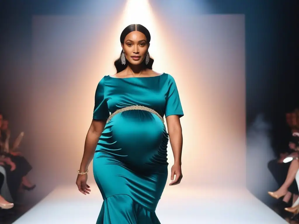 Desfile de moda de embarazadas: diversidad, estilo y empoderamiento Desfiles de moda maternidad inclusivos: Modelos embarazadas desfilan con confianza en atuendos elegantes y diversos