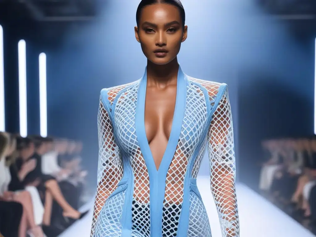 Desfile futurista de moda 3D: Vanguardia y creatividad en 8k Deslumbrante desfile de moda futurista con impresión 3D en colores vibrantes