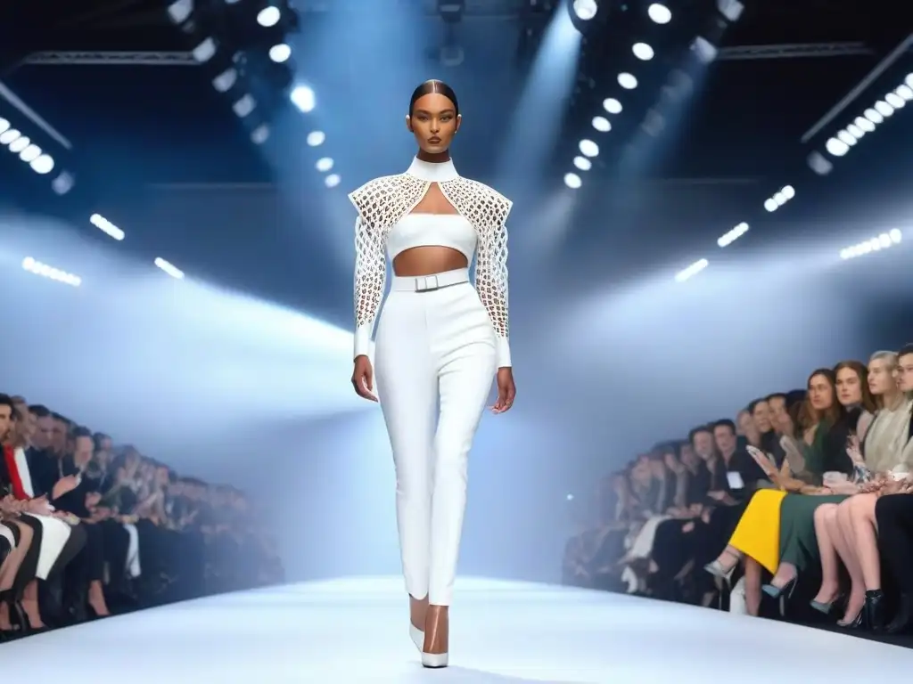 Desfile futurista: moda 3D vanguardista Deslumbrante desfile de moda futurista con impresión 3D y diseño innovador
