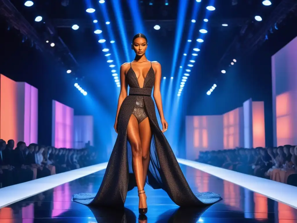 Desfile de moda LED: fusión futurista y glamurosa Deslumbrante desfile de moda con ropa con tecnología LED para eventos, creando un ambiente futurista y glamoroso