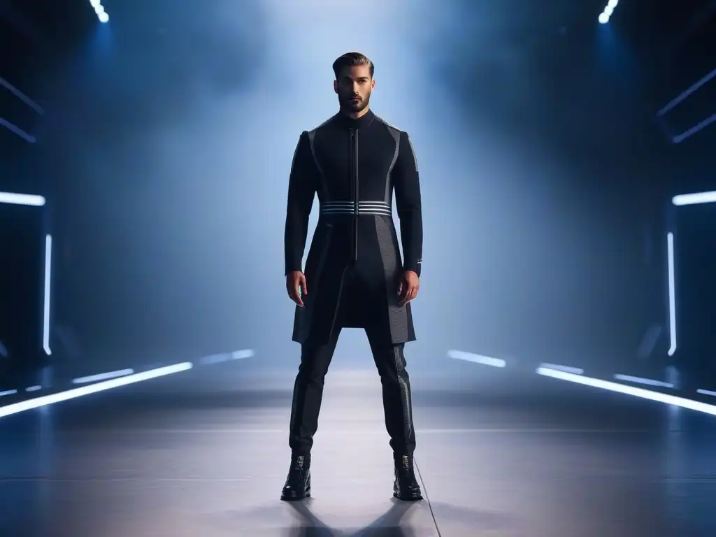 Desfile futurista de moda tech: diseño innovador y tecnología de vanguardia Deslumbrante desfile tecnológico de moda de tallas, fusionando tecnología y estilo vanguardista