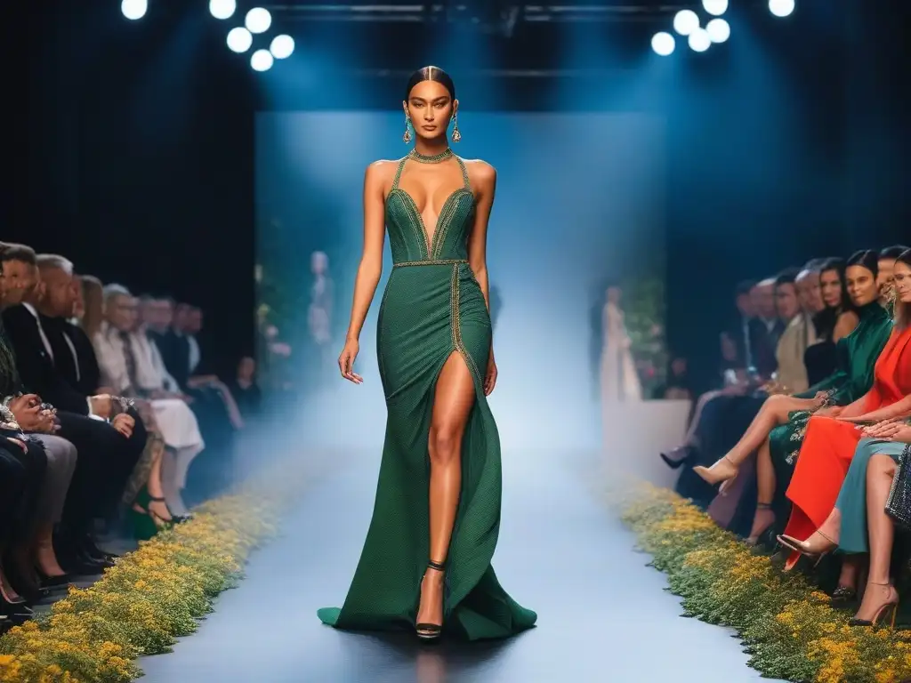 Pasarela de moda sostenible: lujo y elegancia eco-friendly Deslumbrante pasarela de moda de alta gama sostenible, fusionando elegancia y conciencia ecológica