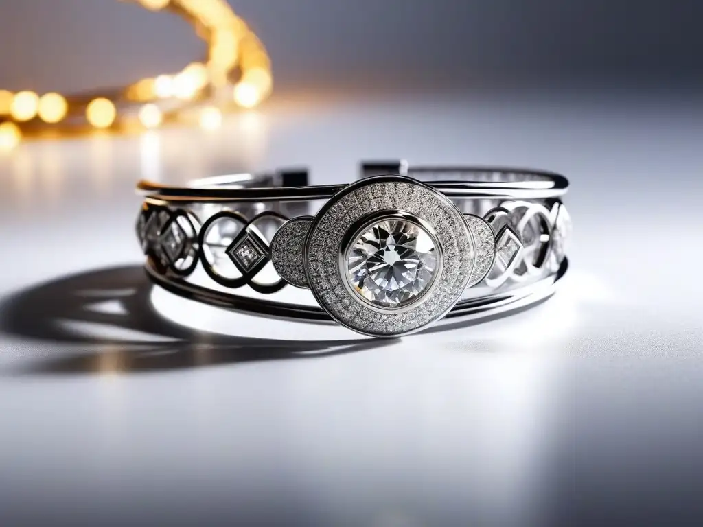 Brillante pulsera de diamantes en elegante muñeca Deslumbrante pulsera de diamantes en muñeca delgada, reflejando luz ambiental