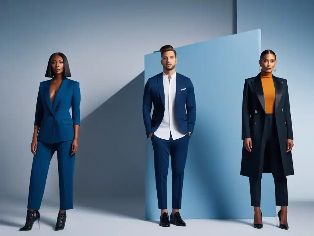 Moda unisex: diversidad y estilo en un solo look Una representación detallada de personas diversas con estilos unisex, destacando la moda inclusiva para todos cuerpos