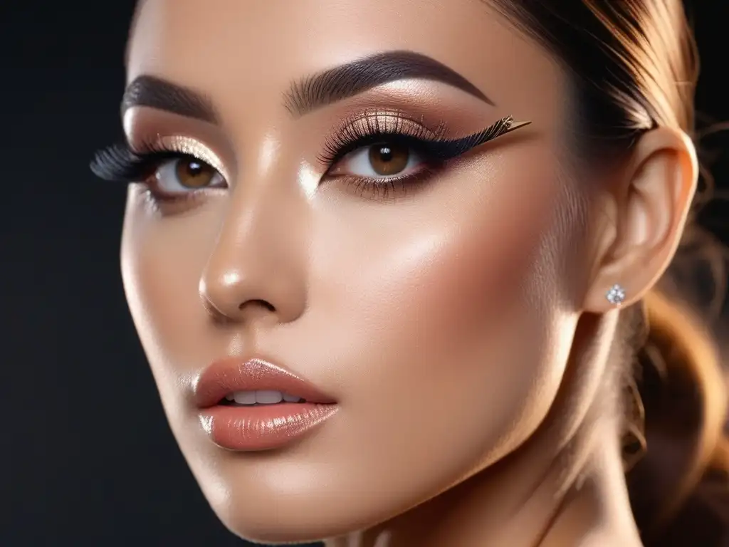 Maquillaje de lujo: detalles perfectos en 8k Detalle impecable del maquillaje de alta gama para eventos en rostro de mujer