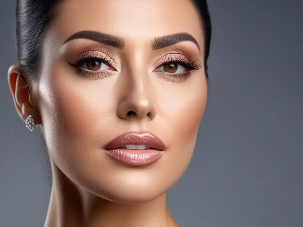 Maquillaje impecable para piel madura: detalles radiantes Detalle de maquillaje impecable resaltando la belleza natural de una mujer madura