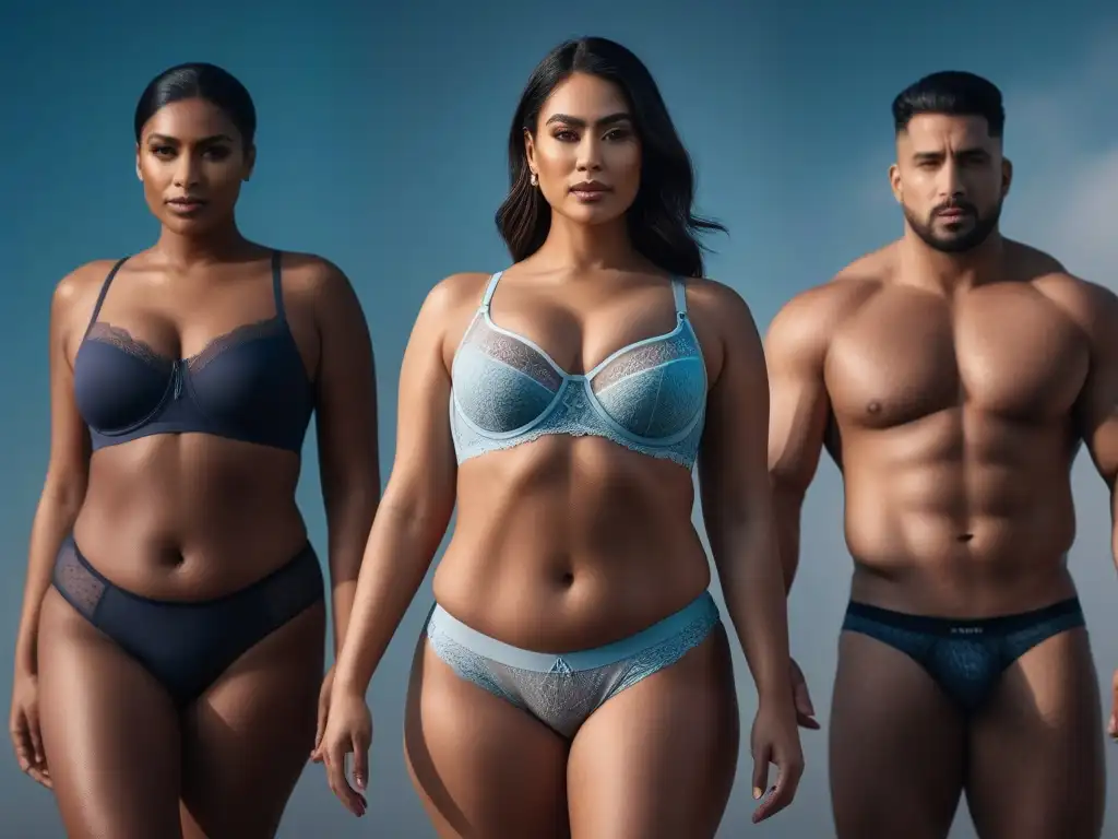 Ropa interior inclusiva para cuerpos trans: diversidad y confort Detalle de ropa interior cómoda para cuerpos trans con diseño inclusivo y moderno, en grupo diverso y seguro