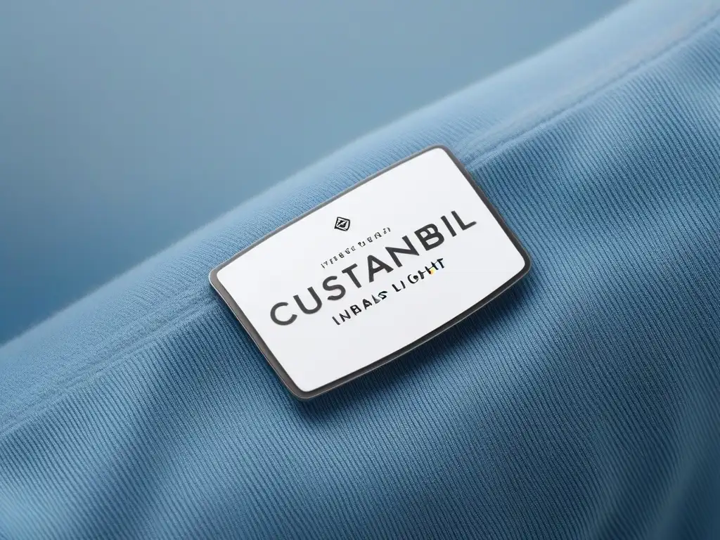 Etiqueta de moda sostenible: diseño elegante y ecofriendly Detalle ultradetallado de una etiqueta de moda sostenible con diseño elegante y tonos terrosos, ideal para 'Guía para comprar moda sostenible'